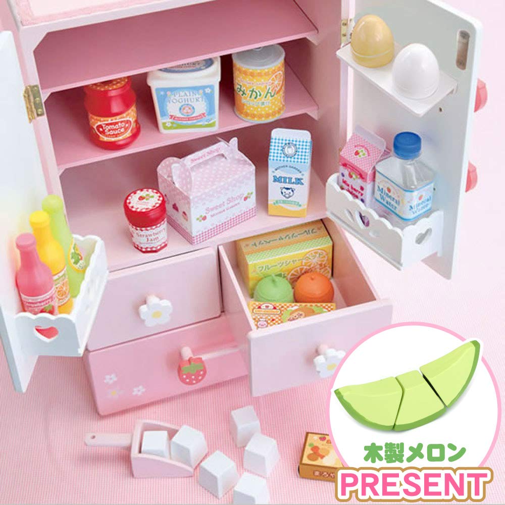 デラックス ままごと Mother 今だけ木製メロン付き 木製 冷蔵庫 マザーガーデン Garden 冷蔵庫セット キューティー 998 おままごと セット キッチン 野いちご B006dxx2b2 収納 セット 当店限定販売