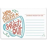Positive Shout Out Cards For Teachers, Students, Employees, Office Staff - Kudos Appreciation and Recognition Reward Cards For School or Work Bulletin Board (50 Count)