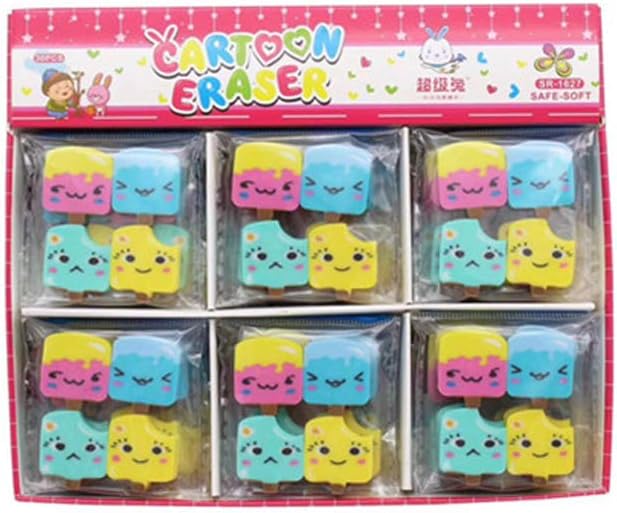 Kawaii Mini Eraser Modify Eraser Lovely Cartoon Creative Ice Cream Pencil Eraser for Office Kids Prize Toys Gift Novelty Toys, 40 Pcs (Ice Cream)