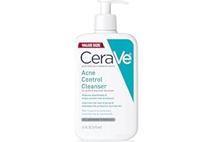 CeraVe Acne Control Cleanser, 2% Salicylic Acid Treatment Formulated With Niacinamide + Ceramides + Oil Absorbing Clay, Gentle Face Wash Helps Clear & Prevent Acne, Fragrance Free, 16 Ounce