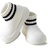 AniKigu Baby Sock Shoes Toddler Walking Slippers Non-Slip Breathable Stripes Shoes with Soft Rubber Sole for Infant Boys Girls Slip On Sneakers