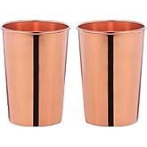 Copper Cups Set of 2, Pure Copper Drinking Cups & Copper Tumbler 10.14 Oz (300 mL) Handmade for Ayurveda Health Benefits, Ayurvedic Copper Cups, Health-Boosting Copper Water Cups