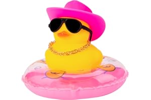 wonuu Car Rubber Duck Car Duck Decoration Dashboard Car Ornament for Car Dashboard Decoration Accessories with Mini Bachelor Cap Necklace and Sunglasses