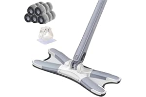 Wet & Dry Adjustable X-Shaped Twist Floor Cleaning Mop Long Handle 360 ​​Rotatable Glass Cleaner Squeeze Wiper Hardwood(1mop 