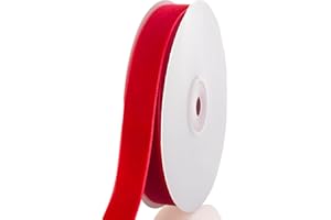 ATRBB Red Velvet Ribbon - 5/8 Inch Width, 10 Yards Per Roll - Classic Elegant Flocked Ribbon for Gift Wrapping, Crafts, and Decorations