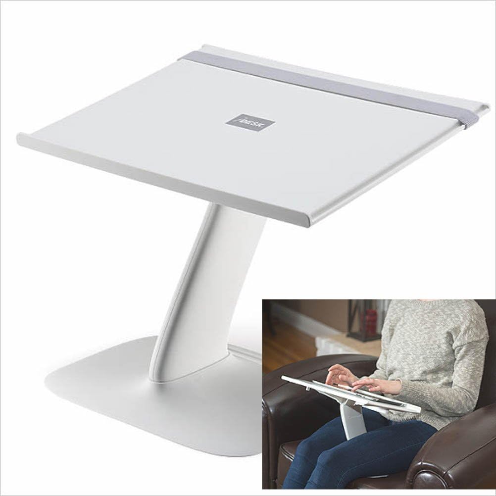 Portable Laptop Stand for Desk and Car. A Creative Space Saving Ergonomic Adjustable Laptop Computer Table, Support Holder, Riser, Rest, Or Tray (White)