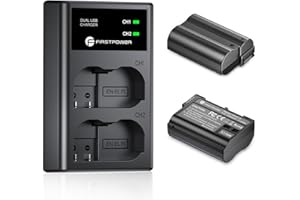 FirstPower EN-EL15 /EL15a/EL15b/EL15c Batteries 2-Pack and USB Dual Charger Compatible with Nikon Z6 Z7 D750 D850 D7000 D7100 D7200 D7500 D500 D600 D610 D780 D800 D800e D810 D810a Cameras