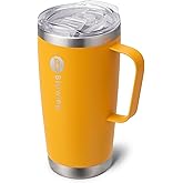 Bluwing 20 oz Insulated Tumbler with Handle Stainless Steel Travel Coffee Mug with Lid and Straw, Double Wall Tumbler Cups for Women and Men, BPA Free (Mango Yellow)