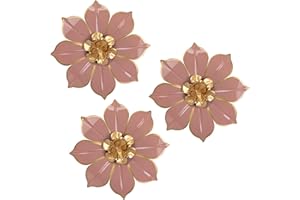 VILLA COMO Metal Flowers Wall Decor Set of 3, Pink Metal Flower Wall Art Decor for Inoor & Outdoor Use, 3D Vintage & Modern Pink Walls Arts for Bathroom, Living Room, Bedroom, Garden, Patio, Porch, Office, 10"