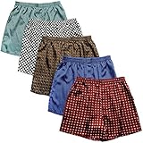 Alexander Del Rossa Mens Satin Boxer Shorts, Patterned Underwear