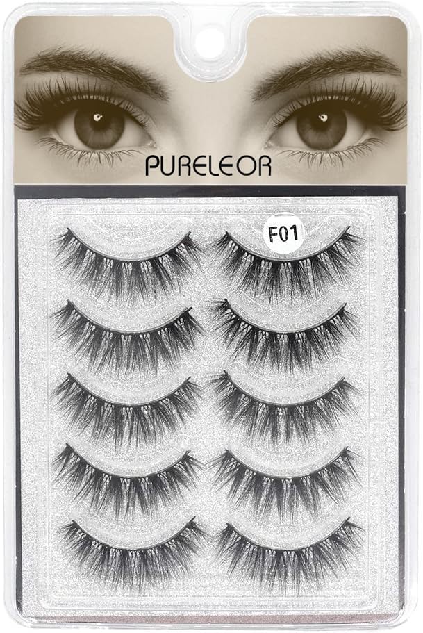 3D Faux Eyelashes Natural Long Looking 5 Pairs Reusable False Lashes Soft Fluffy Full Eyes Lash