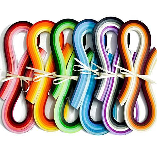 Paper Quilling, MerryNine Quilling Paper Strips 3mm/5mm/7mm, Quilling Paper White Black Brown 36 Colors 720 strips, 6 Pack (Quilling Paper Strips 5mm Width)