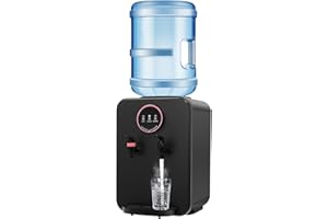 QIANMOON Countertop Hot and Cold Water Cooler Dispenser, Efficient Cooling/Heating, Top Loading Countertop Water Dispenser for Home Office Use, Holds 5 Gallon Bottles (Black)