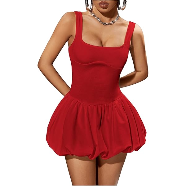 Amazon.com: Milumia Women's Bubble Mini Dress Mock Neck Sleeveless  Balletcore Puffy Short Party Dresses Red X-Small : Clothing, Shoes & Jewelry