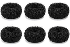 Bun Maker Hair Ties 6 Pack, Hair Donut Ring for Women, Black Stretchable Bun Holders for Updos, Ponytails, and Styling Access