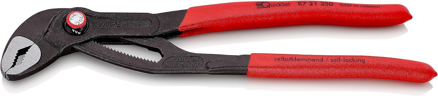 KNIPEX Cobra Quickset High-Tech Water Pump Pliers with Non-Slip Plastic Coating 250 mm, 87 21 250