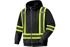SKSAFETY High Vis Safety Hoodies for Men - High Vis Safety Work Jacket Sweatshirts for Men with Reflective Tapes