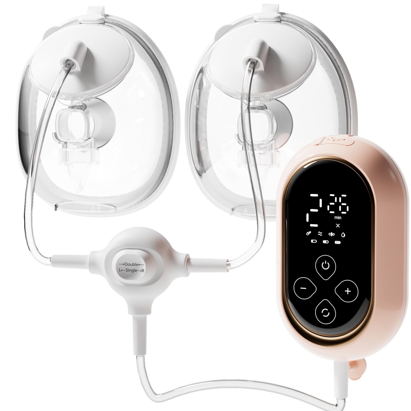 Photo 1 of Portable Hands Free Breast Pump Strong Suction, Wearable Breastfeeding Pump with Handheld Motor, Ultra-Light Electric Milk Pump Portable, Low Noise & Smart Display, Double Fit 21/24mm Flanges