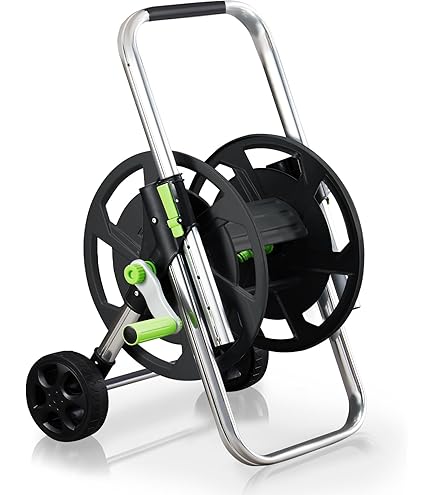 Carrete Portátil Para Manguera De Jardín - Enrollador Con Boquilla De Pulverización, 12 Metros, Color Verde