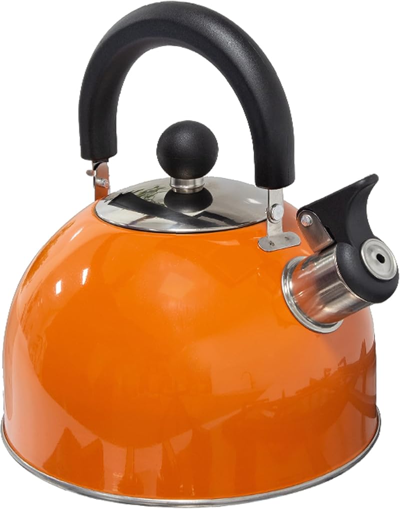 Milestone Camping 2L Whistling Kettle Aluminium Lightweight Orange
