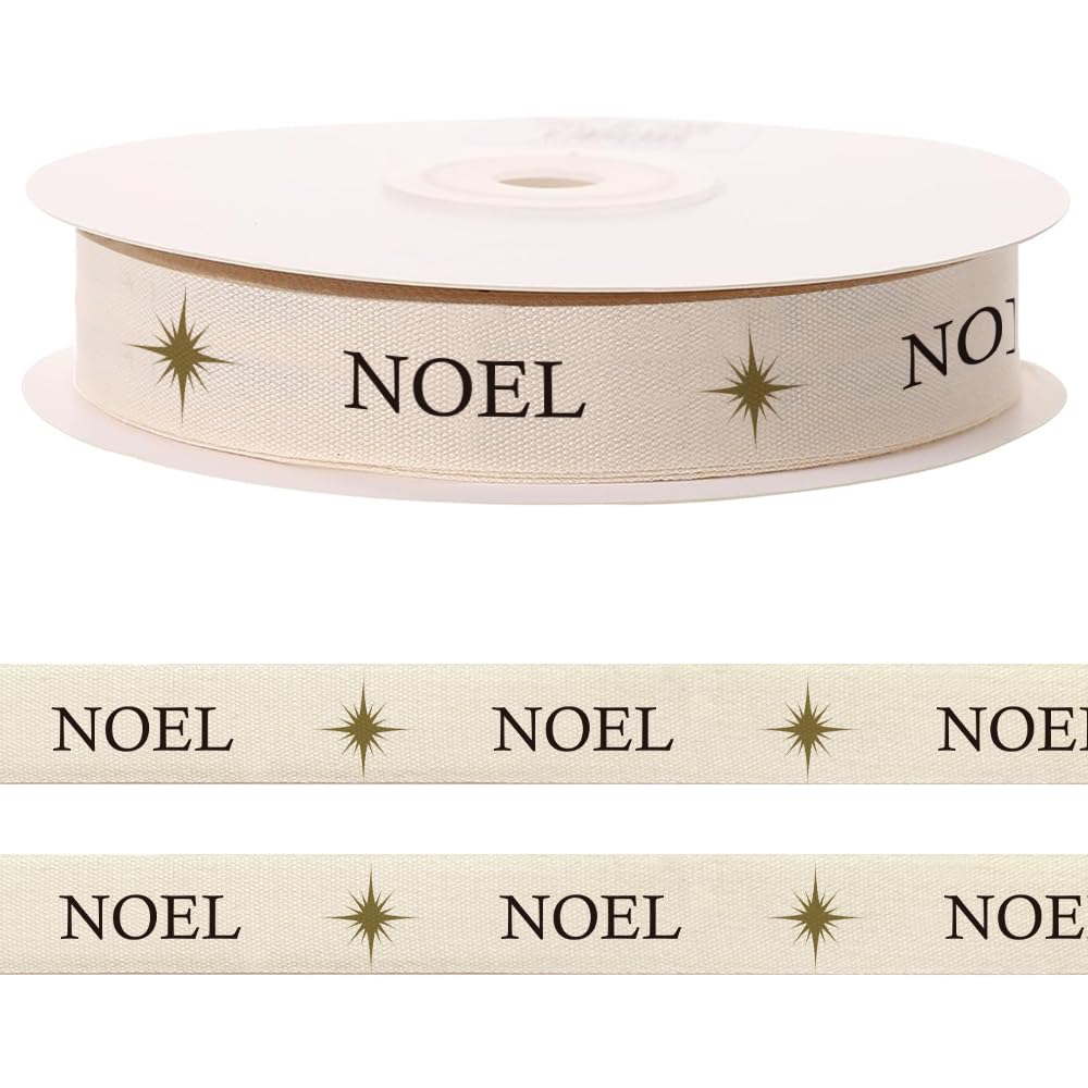 Photo 1 of 10 Yards Holy Noel Natural Cotton Ribbon for Crafting Sewing, 3/5 Inch Christmas Twill Tape Ribbons for Gift Wrapping, Religious Holy Family Ribbons for Hair Bow Accessories