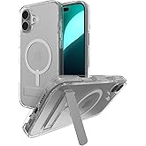 ZAGG Crystal Palace Snap with Kickstand Case for iPhone 16 Plus - MagSafe & Wireless Charging Compatible, Survives Drops Up to 13ft, Textured Grip, Eco-Friendly, Clear