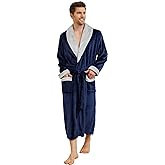 U2SKIIN Mens Fleece Robe Plush Collar Shawl Bathrobe