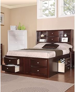 Amazon Com Benjara Wooden Queen Display Shelves Under Bed