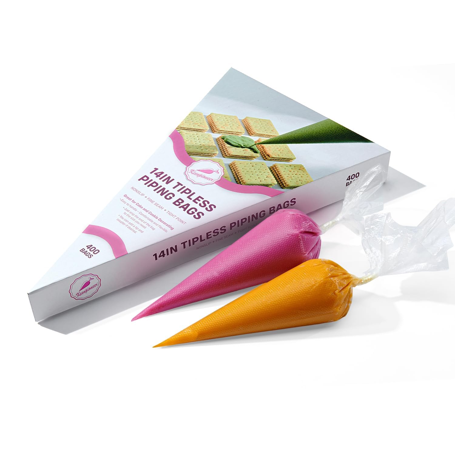 KEENPIONEER Disposable Piping Bags 14inch 400 Count (35.56cm)