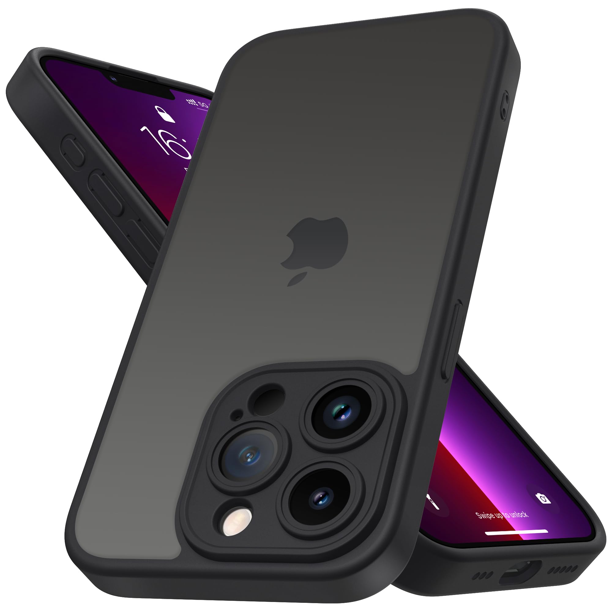 Mootobo for iPhone 13 Pro Max Case with Camera Lens Full Cover Protection, 10FT Military Grade Drop Protection Phone Case with Anti-Fingerprint Matte Back 6.7 inch - Black
