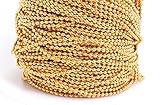 10ft (3.1m) Gold Solid Brass Bead Ball Chain- Jewelry Making, Crafts 2mm