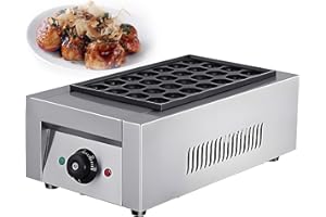 Electric Takoyaki Maker, Commercial Japanese Octopus Fish Ball Machine, Takoyaki Grill, Octopus Meatball Machine with Nonstic