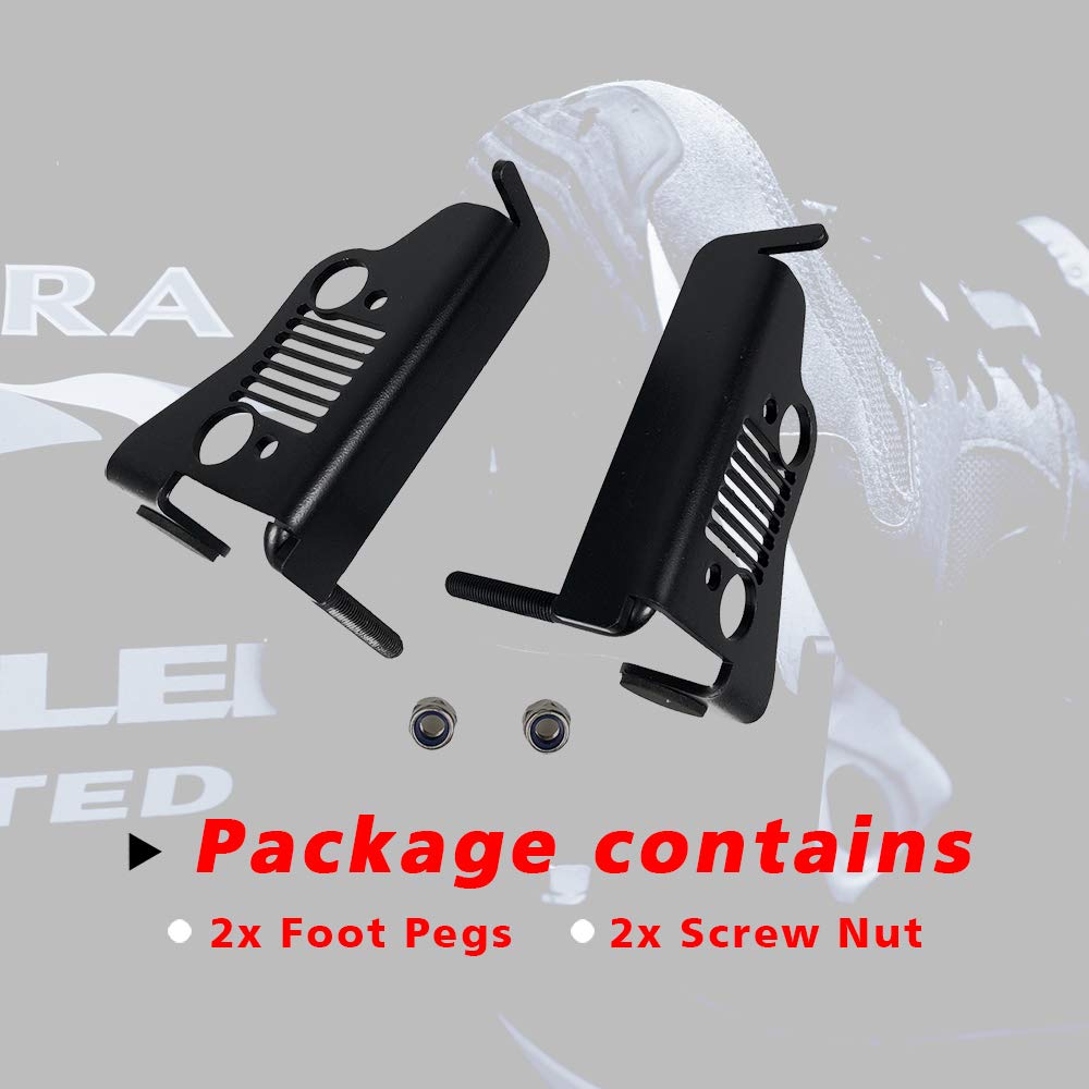 cartaoo Foot Pegs Solid Steel Black Foot Rest Kick Panel for 2007-2017 Jeep Wrangler JK & Unlimited (2pcs in 1pack) (Grill Style)