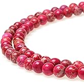 JarTc Natural Stone 6 Colors Sea Sediment Imperial Jasper Round Loose Beads for Jewelry Making (4mm, Rose red)