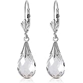 Galaxy Gold GG 14k White Gold Leverback Earrings with White Topaz