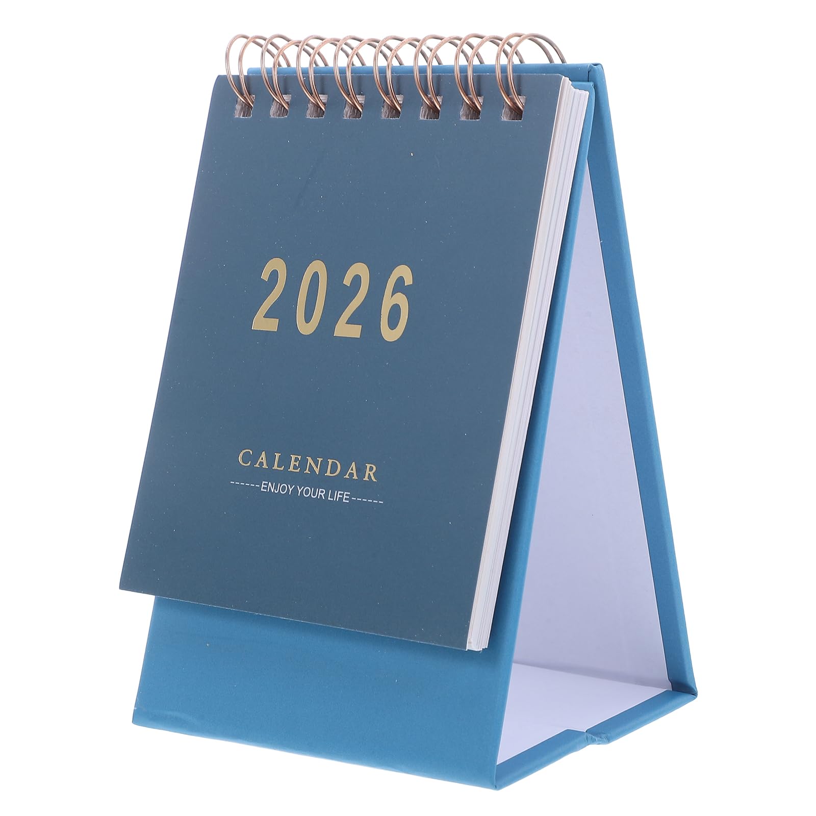 STOBOK Small Desk Calendar 2026 Standing Flip Desktop Calendar for Home Office Blue