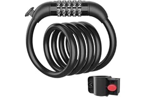 Bike Lock, with 5-Digit Code Resettable, Bike Locks Heavy Duty Anti Theft, Bike Lock Cable with Mounting Bracket, 4FT/1.2M Bi