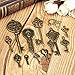 KINGSO 70pcs Antique Vintage Bronze Skeleton Key Charms Set DIY Necklace Pendant Jewelry Making Supplies