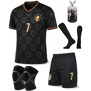 Youth Kids Soccer Jersey with Shirt Shorts Socks kneelet Necklace for Boys Girls Kids Football Shirt Birthday Gift Set
