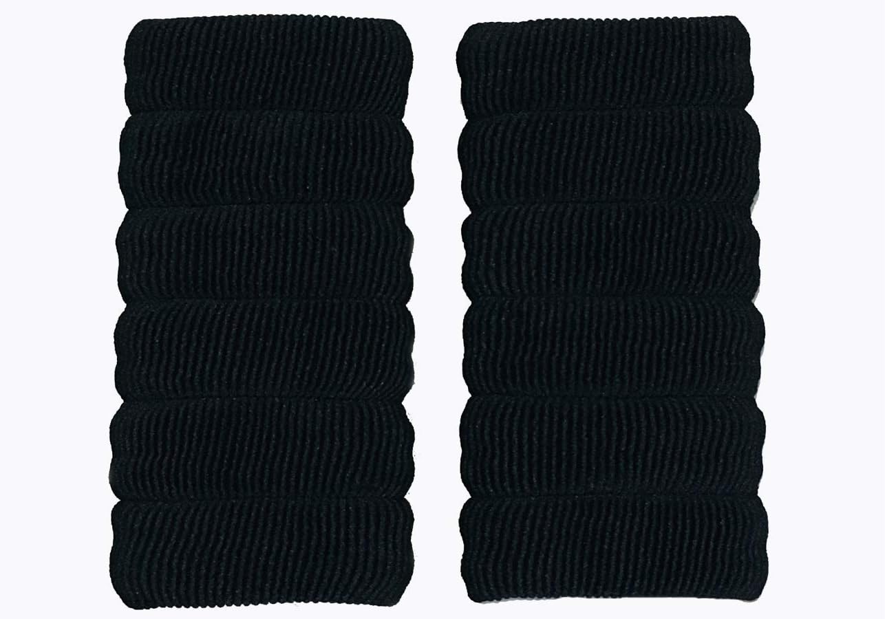 12 * Hair Bands Bobbles Elastic Ties Hairbands Towelling Ponytail Band Holder Srunchies for Women Girls Men Black Strong Extra Large Thick