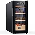 KingChii 26L Electric Cigar Humidors with Temperature Control System, Cigar Cabinet with Spanish Cedar Wood Shelves & Hygrometer, Father's Day Gifts for Men (4 Layers 200 Capacity)