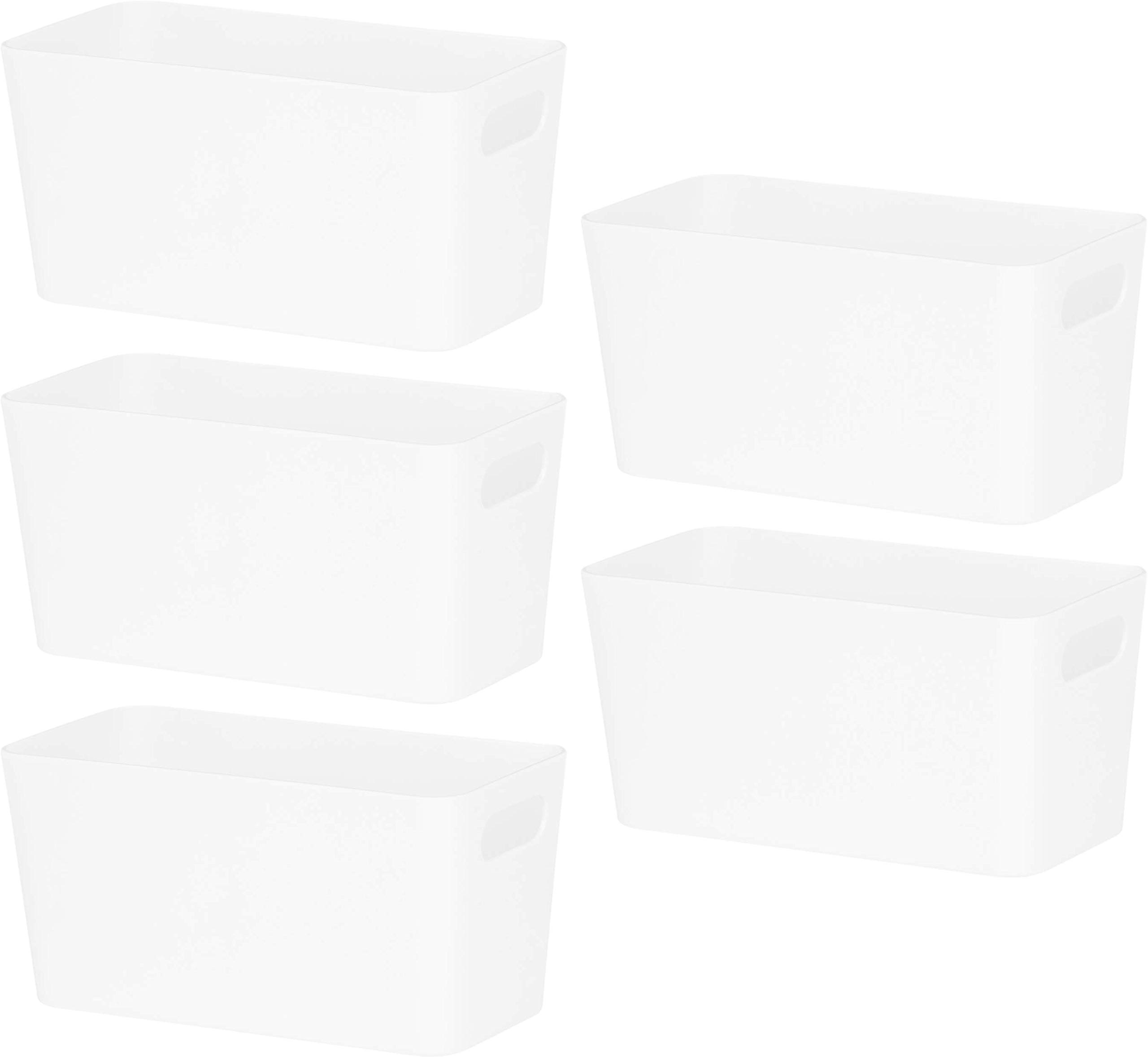 Wham Bam 6.01 Ice White Plastic Studio Storage Baskets Office Home & Kitchen Tidy Organiser 20.0 x 10.0 x 10.0cm (5 Baskets)
