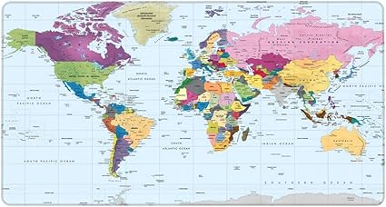 Amazon 超大型マウスパッド ゲーミング 政治世界地図の国境 国 都市 かわいい防水 滑り止めベース ステッチエッジ コンピューターとデスク用の超滑な表面 Fhue パソコン 周辺機器 通販