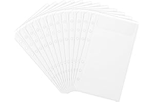 BIDPONDS A6 Clear Binder Inserts Pockets,No Zipper 6 Holes A6 Planner Inserts Envelope,PVC Cash Budget Envelopes,6 Ring Binder Card Sleeves (12)