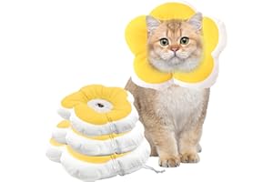 KREYFER Adjustable Petal Cat Cone Collar Soft, Cute Waterproof Elizabethan Recovery Collar for Kittens and Small Dogs, Anti-Bite Lick Wound Healing Protective Neck Cone After Surgery Collar for Small Pets