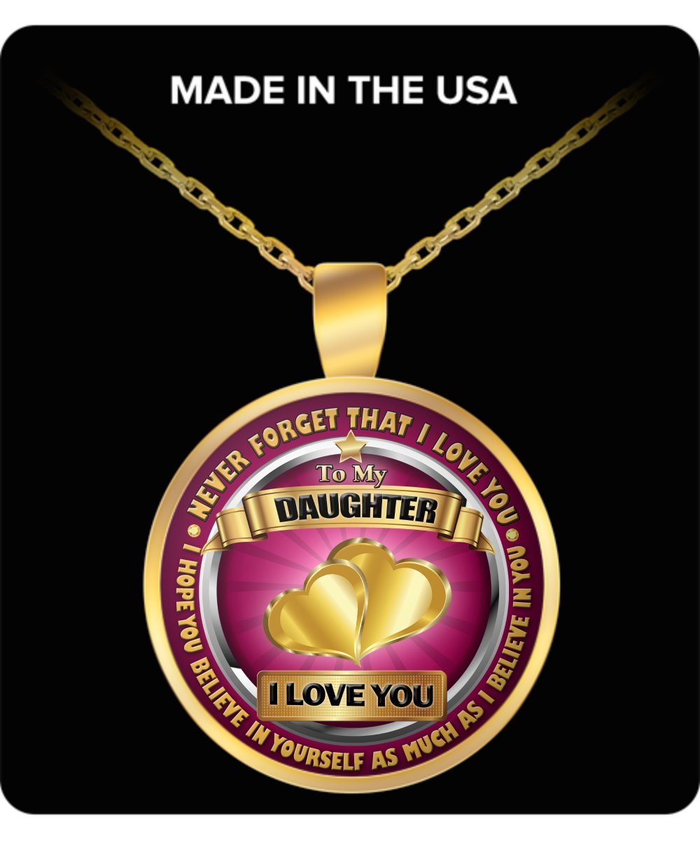 To My Dear Daughter Necklace from Mommy Father Present Idea Gold Plated Pendant