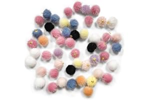 WELANE Pom Pom Ball, 50 PCS Mini Faux Fur Pom Pom for Jewelry Making, Hat Scarves, Gloves Decor (15mm/0.6in)