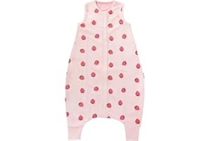 Woolino 4 Season Baby Sleep Bag with Feet Opening, Australian Merino Wool and Organic Cotton, Toddler Sleeping Bag, 6-18mo, Strawberry