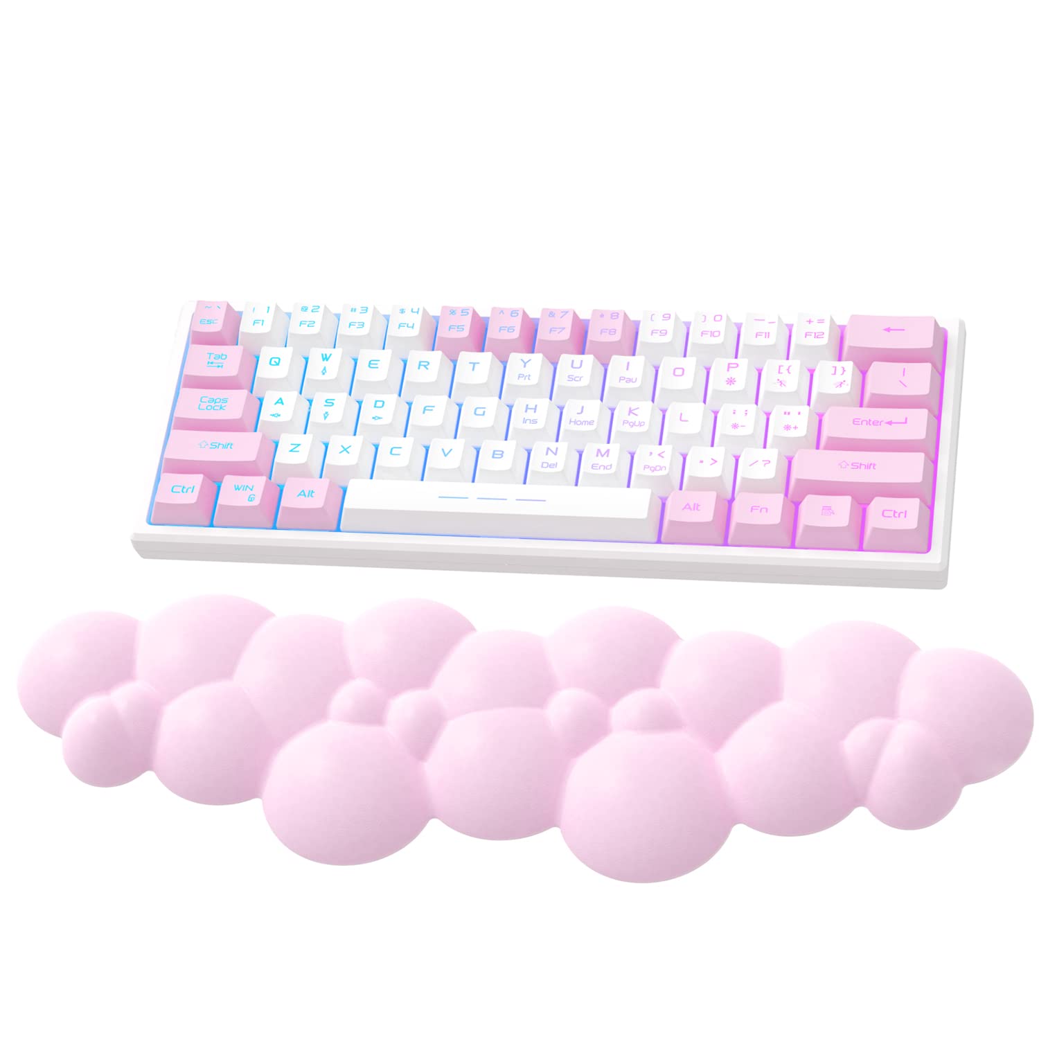 Attack Shark Pink Cloud Soft Comfortable Keyboard Wrist Rest,Anti-Skid Ergonomic Wrist Support Keyboard,Desk Hand Wrist TKL Mechanical Keyboard/Full Size Gaming Keyboard,15.2x4.4x1.2 inch Palm Rest
