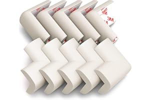 KOMFORTOLOGY 10-Pack Corner Protectors Baby Proof, Furniture Corner and Edge Safety Bumpers, Soft Rubber Foam Cushion Covers, 3M Taped Corner Guards, Baby Child Proofing Pads, Table Corner Protectors, Beige